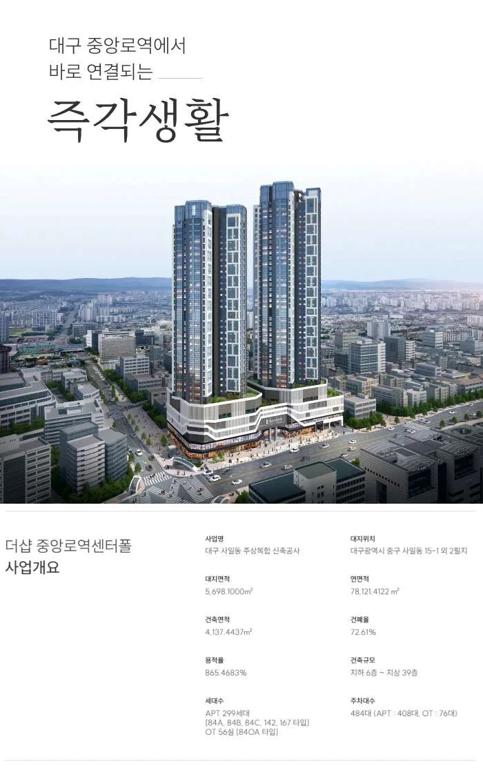 더샵 중앙로역 센터폴 사업개요 및 투시도